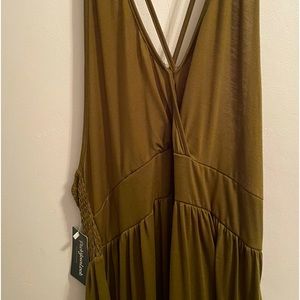 NWT Olive Green Size 2X Halter-Tie Jumpsuit